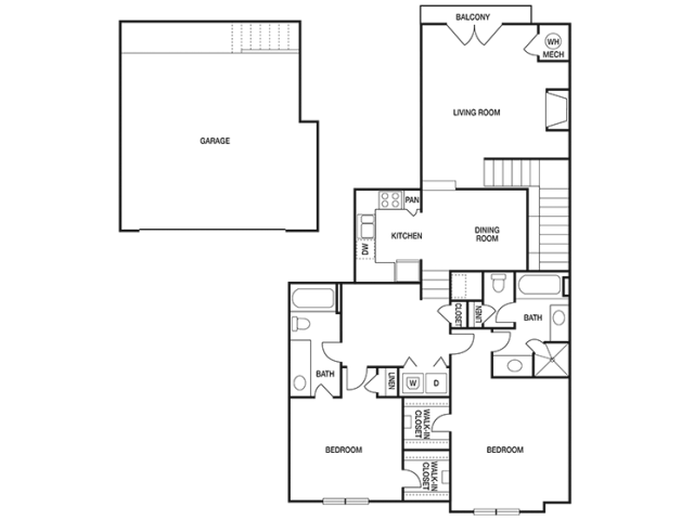 TWO BEDROOM- TWO BATH (C6) Floor Plan 15