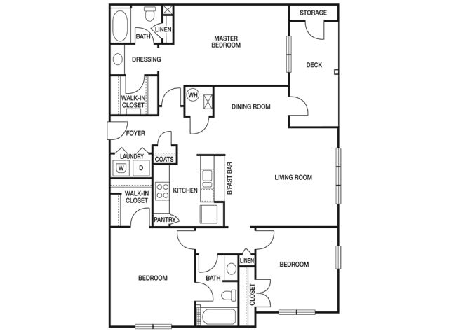 THREE BEDROOM- TWO BATH (D1) Floor Plan 18