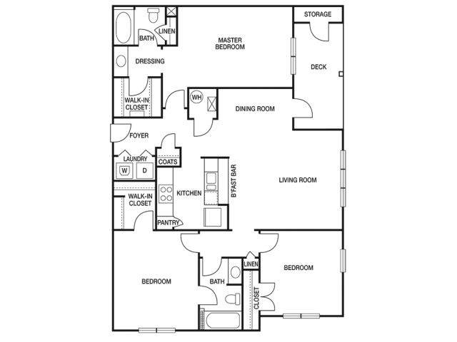 THREE BEDROOM- TWO BATH (D) Floor Plan 16