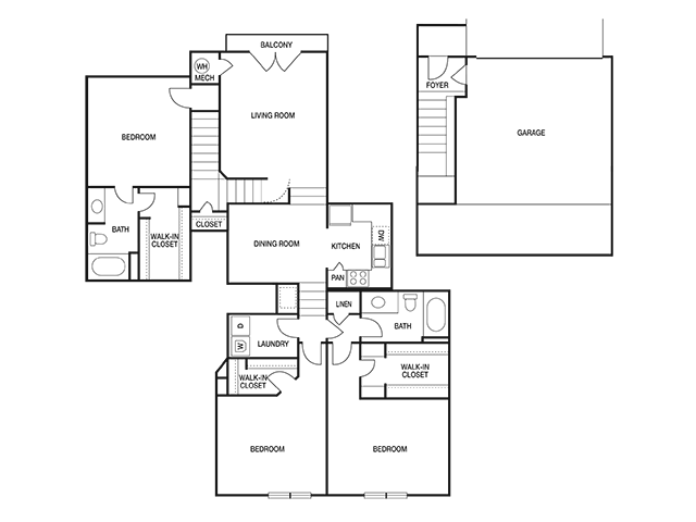 THREE BEDROOM- TWO BATH (D5) Floor Plan 21