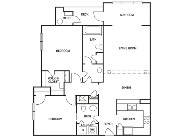 The Pointe at Collier Hills 2 bedroom 1121 sq ft floor plan with kitchen, dining/living, 1.5 bathroom, closets, balcony/patio and storage