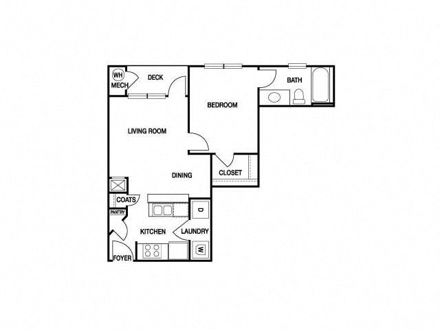 ONE BEDROOM- ONE BATH (A1) Floor Plan 6