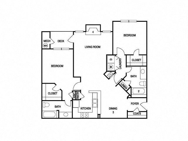 TWO BEDROOM- TWO BATH (C2) Floor Plan 15