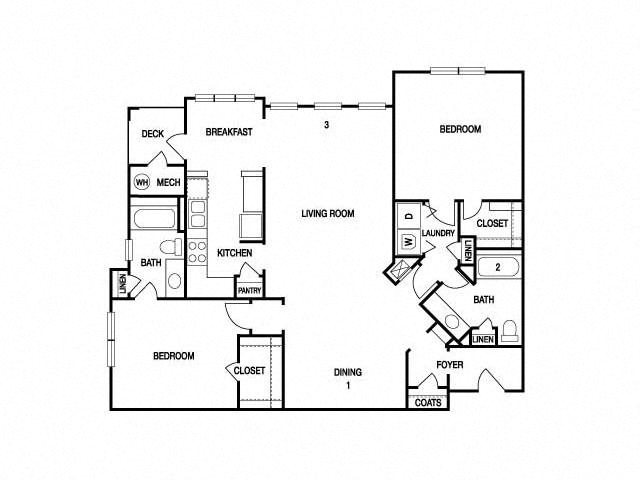 TWO BEDROOM- TWO BATH (C4) Floor Plan 17