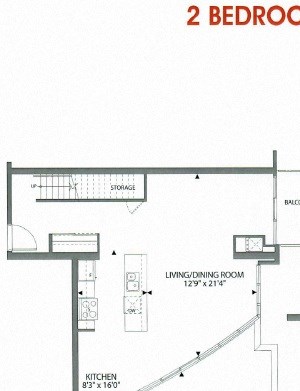 Two bedroom, two bathroom apartment layout at Cityview Apartments in Brampton, ON