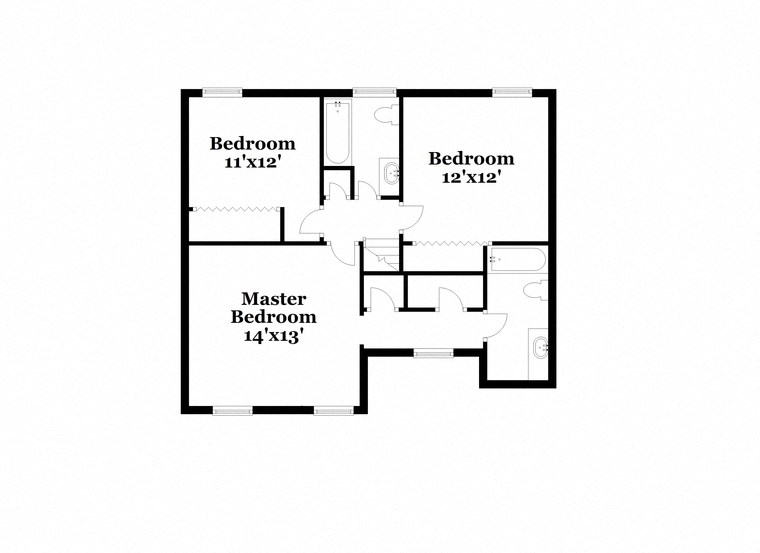 a floor plan of a house with amaster bedroom and a bathroom