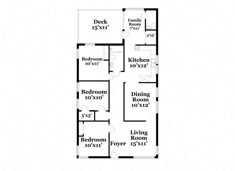 floor plan of the second level of the house showing the living room and the bedrooms