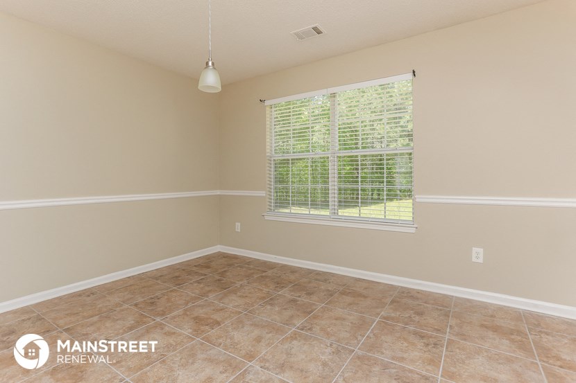 the living room of a home with a large window