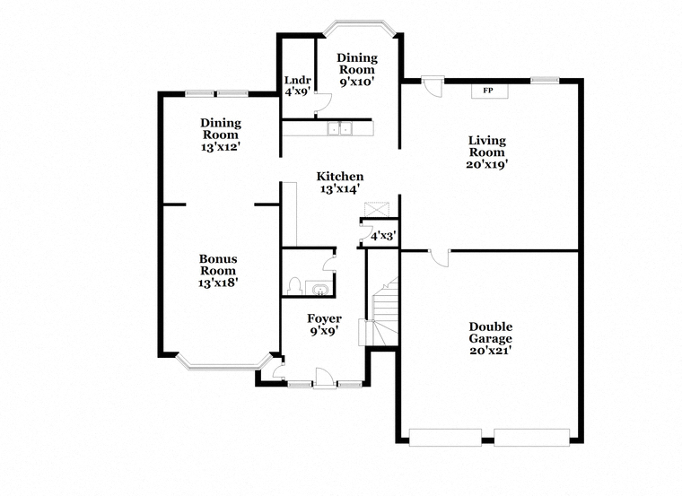 a floor plan of a house with two bedrooms and two bathrooms and a living room