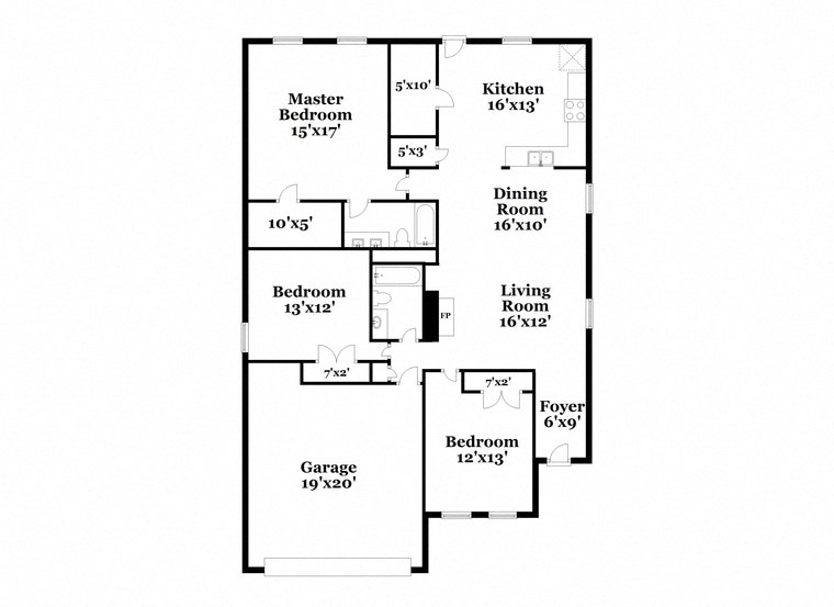 a floor plan of a house with a combination of bedrooms and a living room