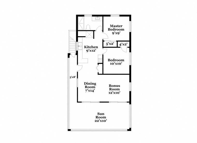 a floor plan of a house with a bedroom and a living room