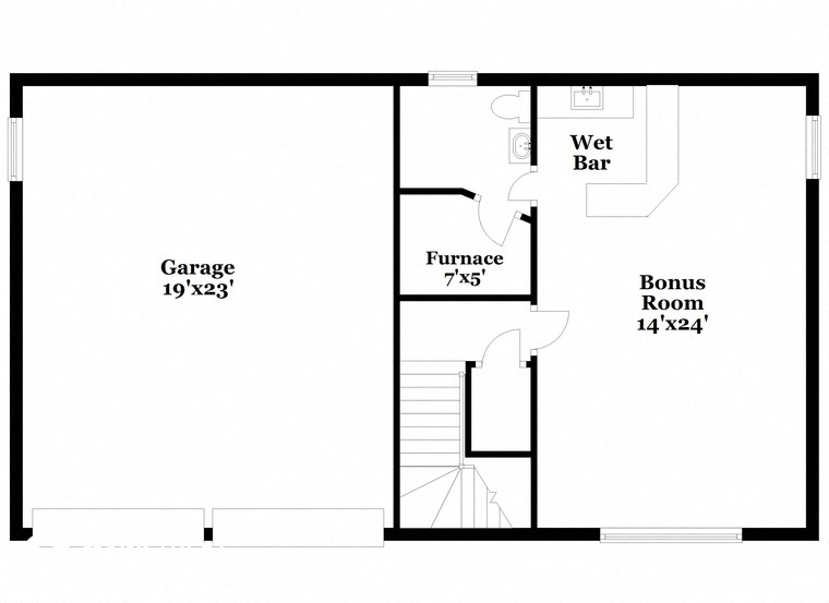 the floor plan for a small house with a garage and a bedroom