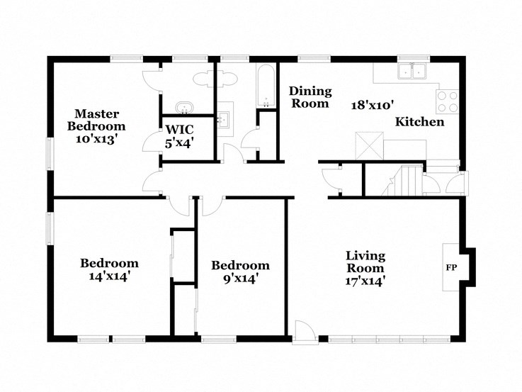 a floor plan of a house with bedrooms and a living room