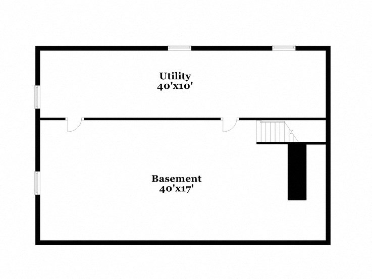 a floor plan of a house with an open floor plan and a basement with a