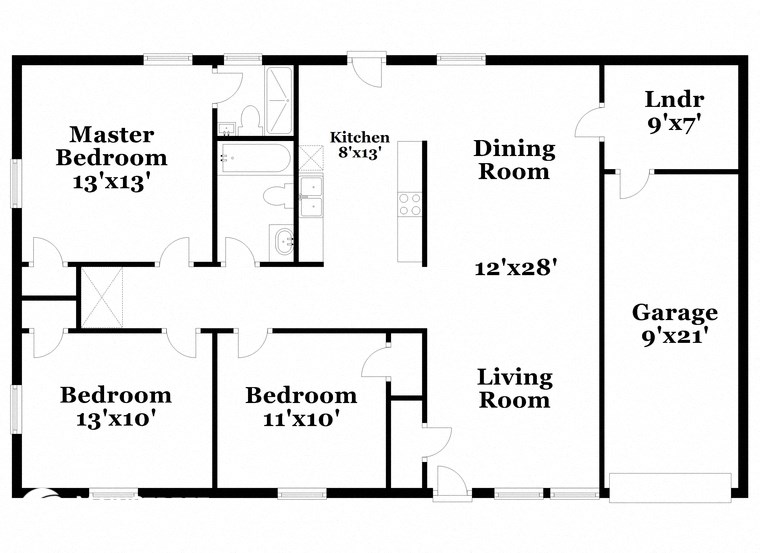 a floor plan of a house with bedrooms and a living room