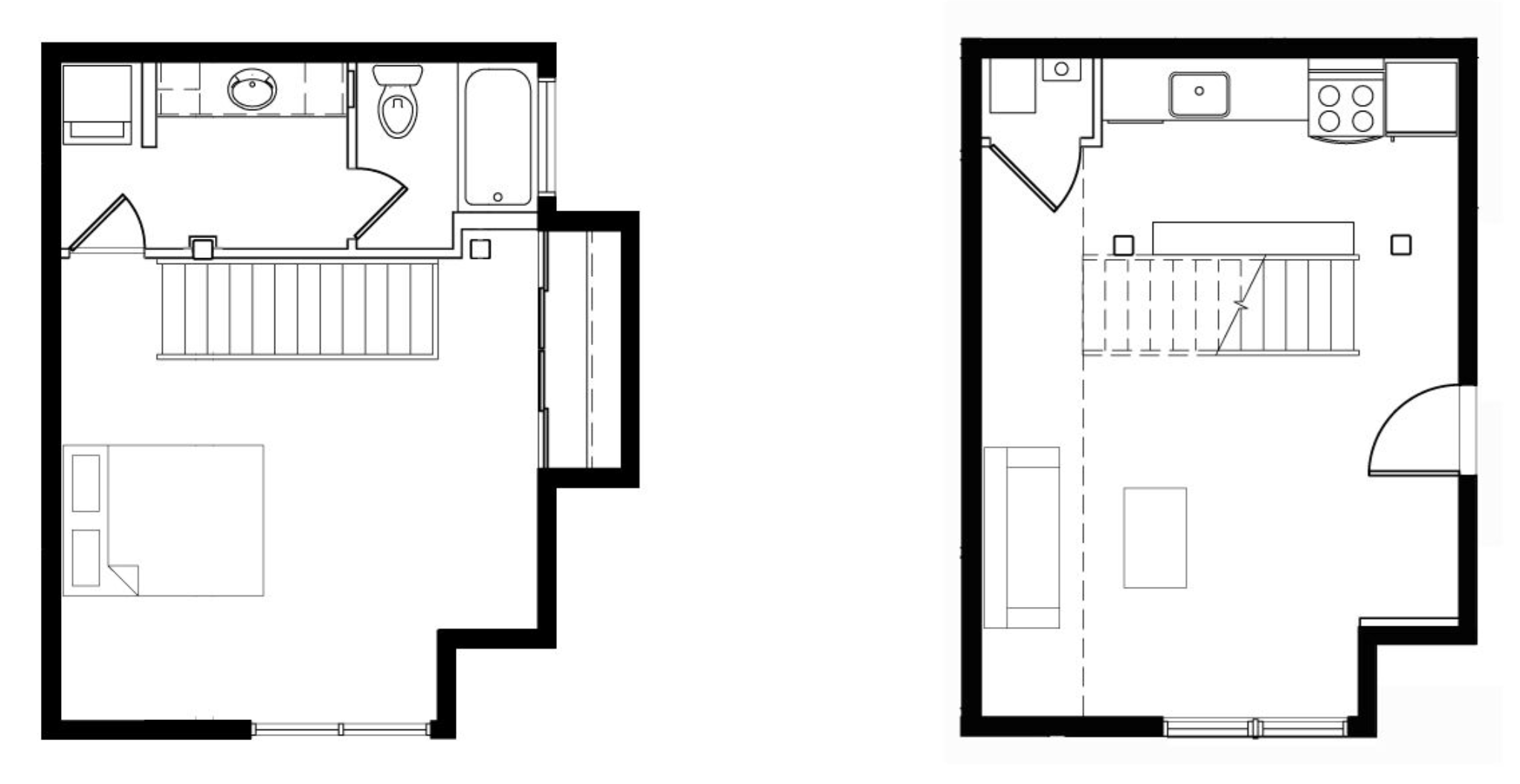 1 Bedroom / 1 Bath: Townhome Style Floor Plan 3