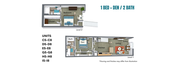 1 Bedroom / 2 Bath with Den or Office