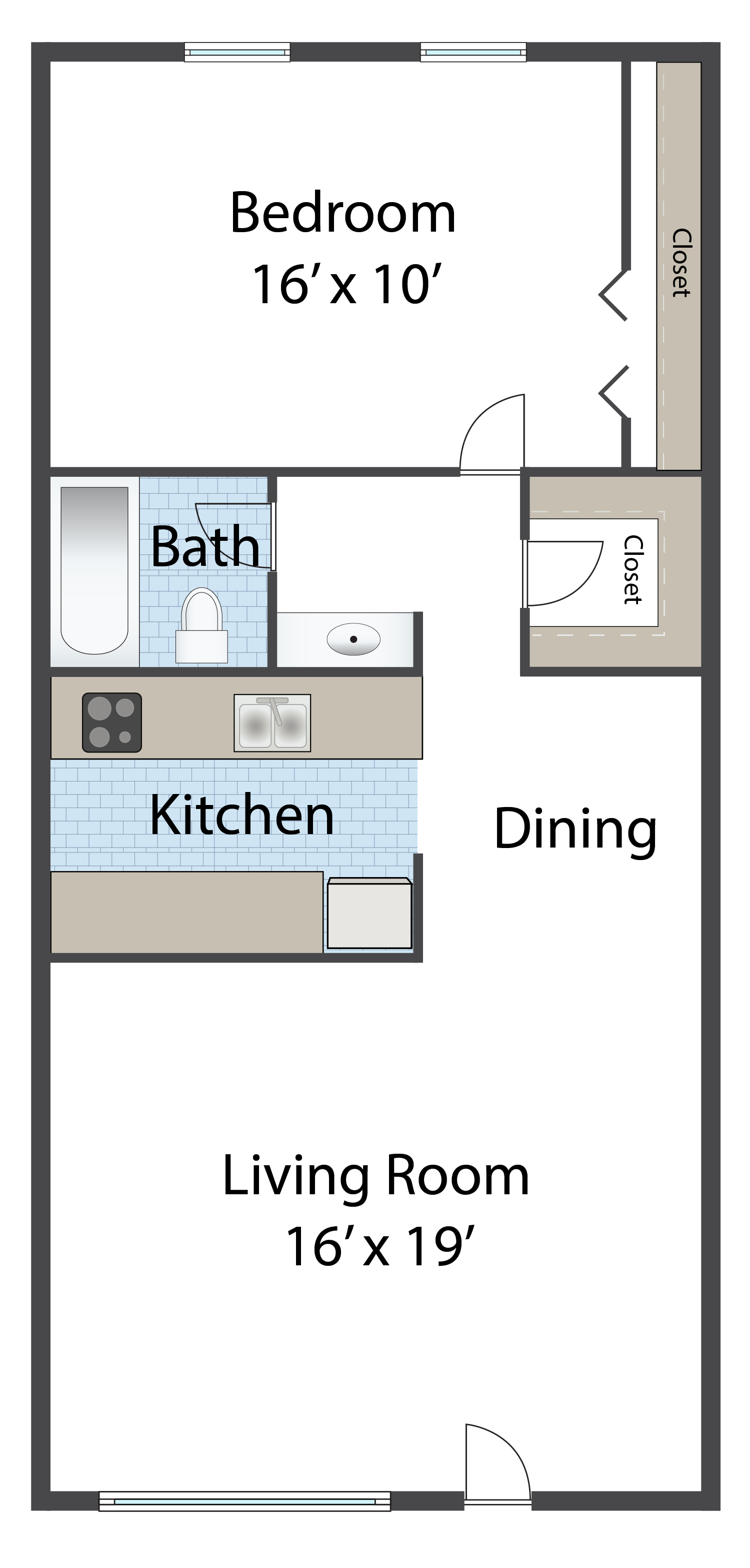 1 Bedroom Floor Plan 1