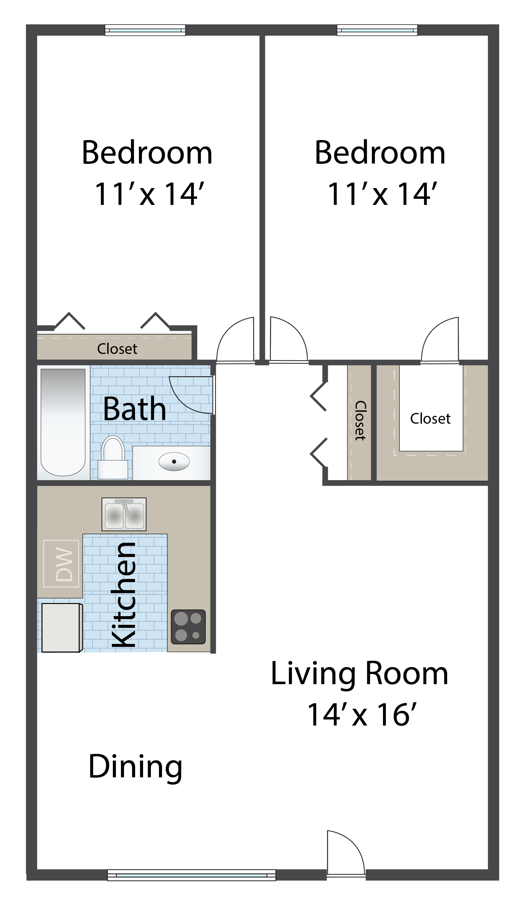 2 Bedroom Floor Plan 2