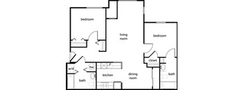 a floor plan of a house with a kitchen and a living room
