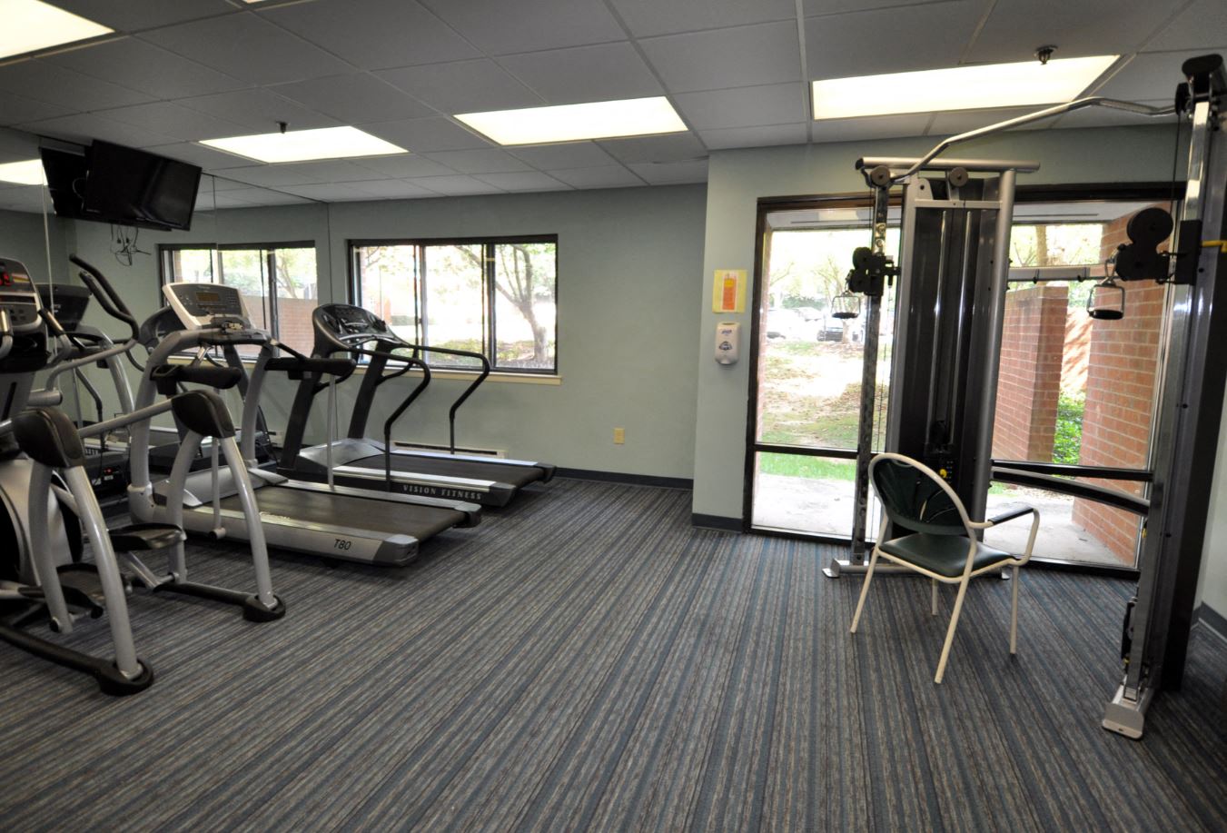 the gym in our new office is ready for you to use