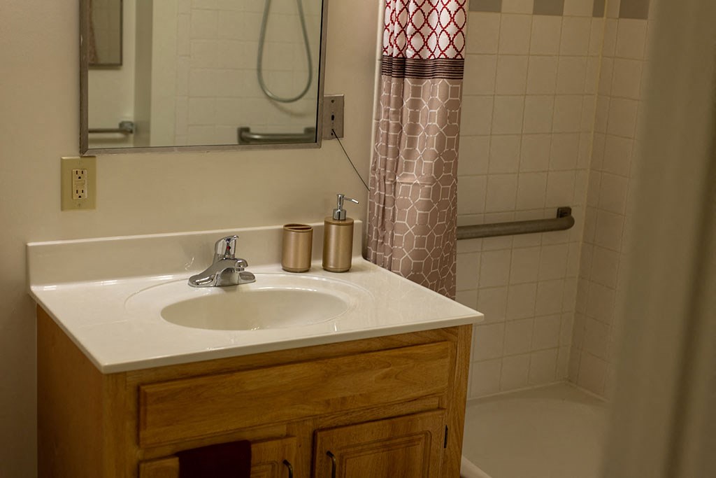 Spacious one-bedroom apartment at Park View at Randallstown featuring wall-to-wall carpeting, large windows with natural light, and individually controlled heating and air conditioning.