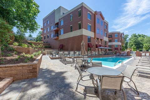 our apartments offer a swimming pool and patio