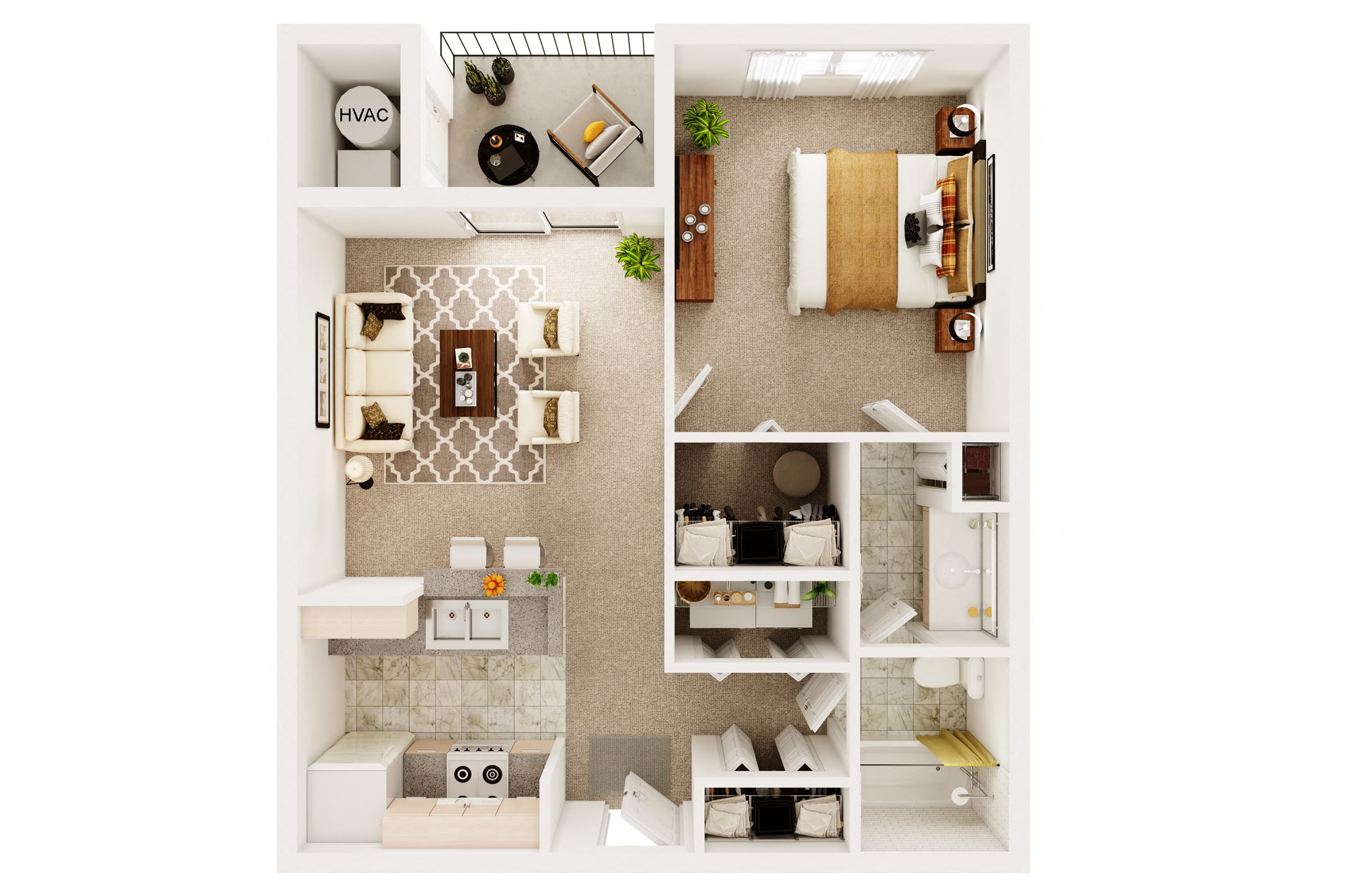 One Bedroom Junior Apartment Floorplan