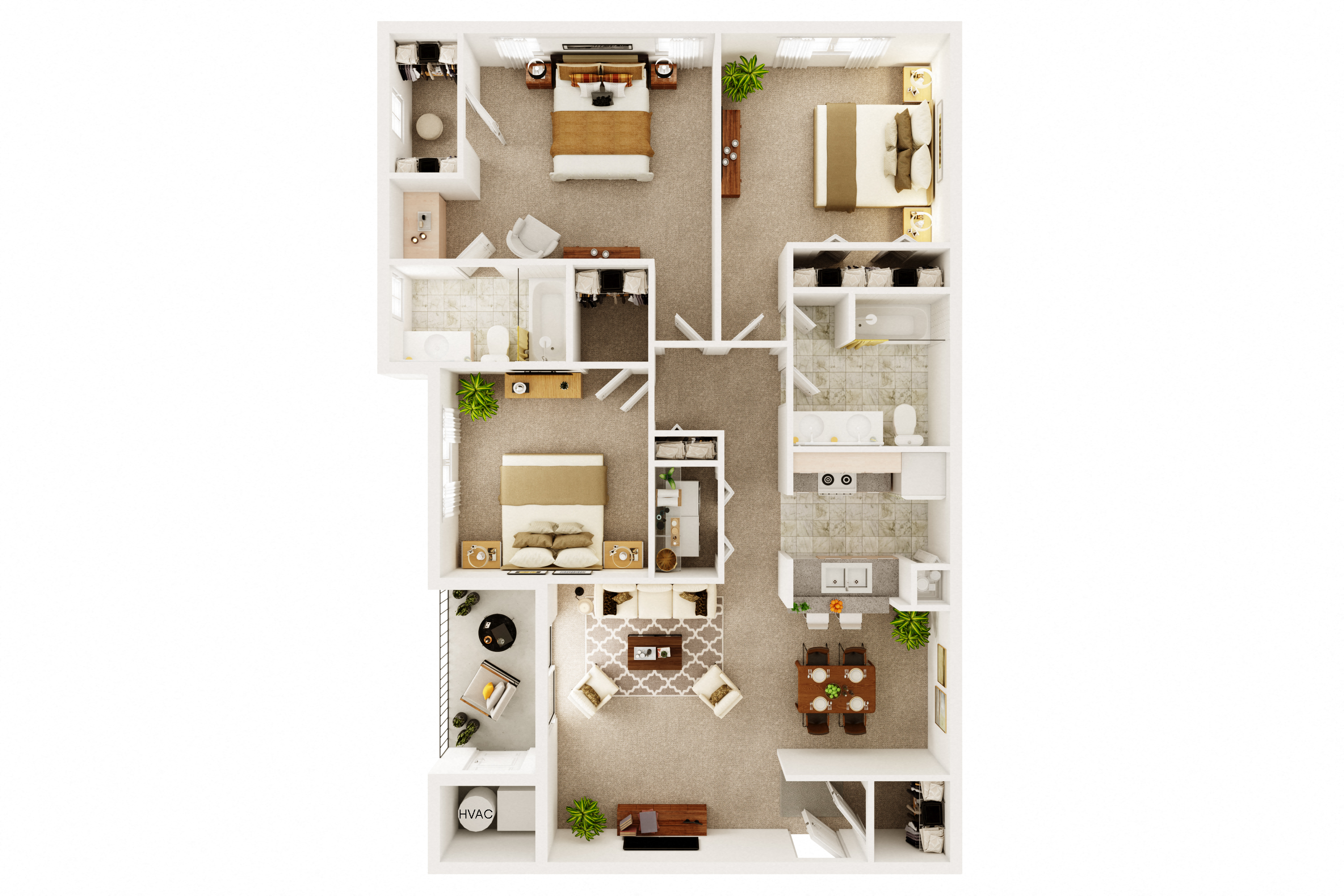 Three Bedroom Apartment Floorplan