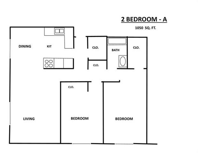 Sunrise Courts Apartments Cambridge 2 bedroom outline