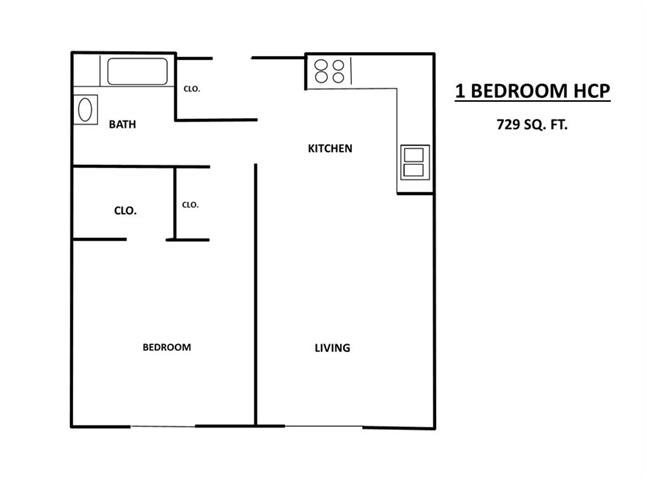 Sunrise Courts Apartments one bedroom HCP outline