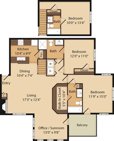 View Floor Plans of The Village at Auburn Apartments in Durham, NC