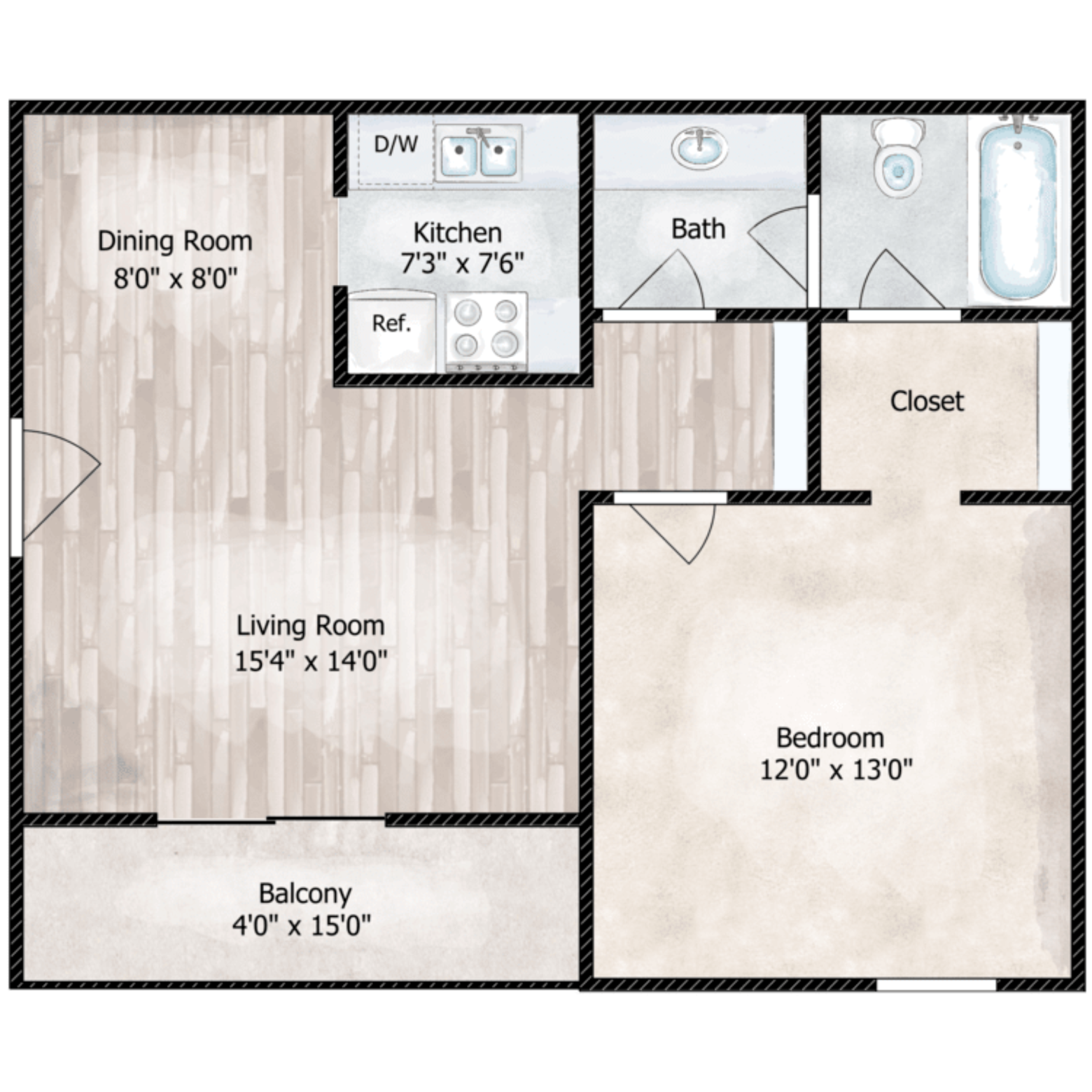 1Bed 1 Bath