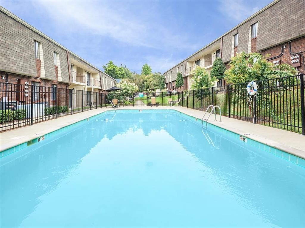 the swimming pool at the apartments for rent