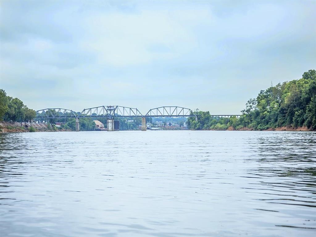 a view of a bridge over a body of water
