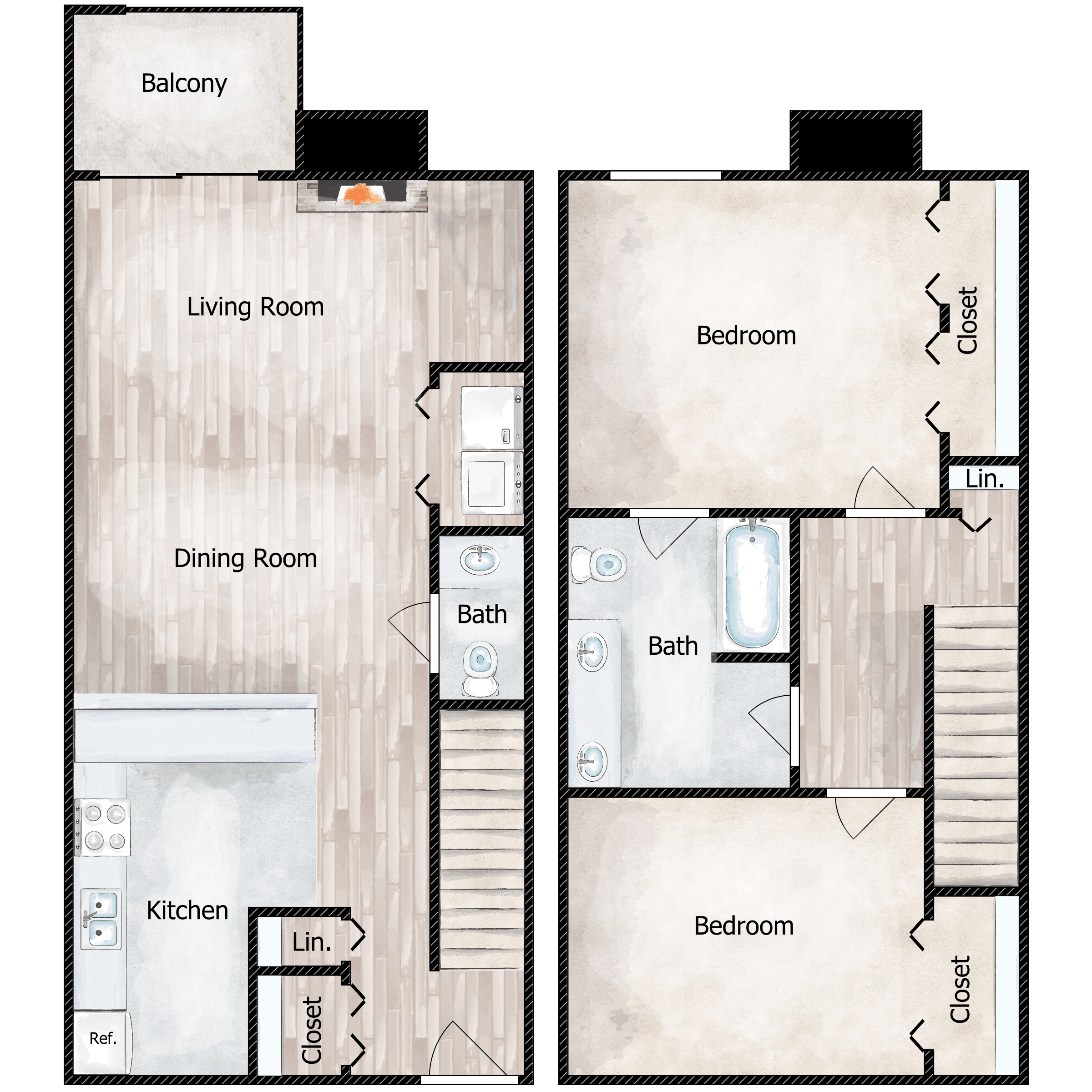 2Bed 1.5 Bath Townhome