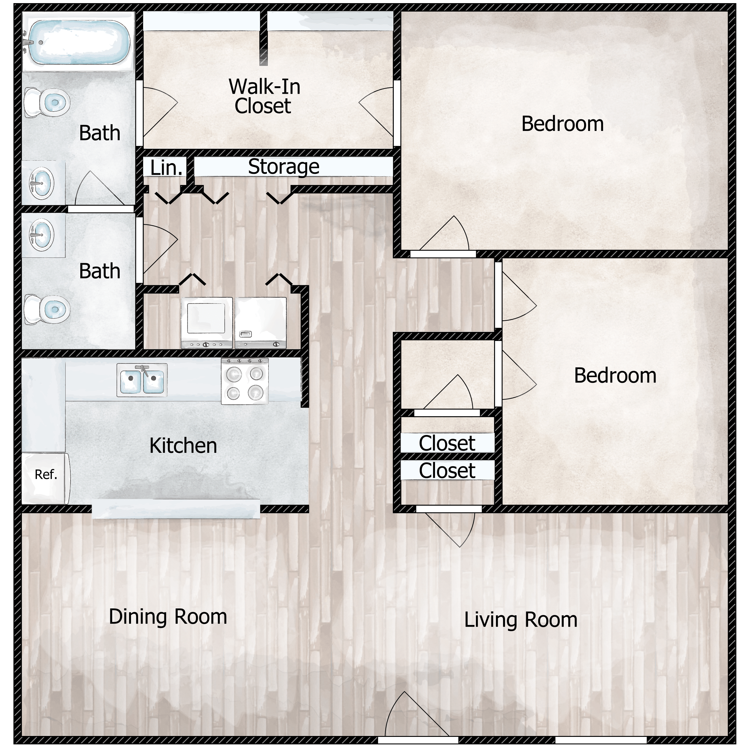 2Bed 1.5 Bath