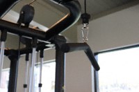 a mirror hanging from the ceiling of a bus