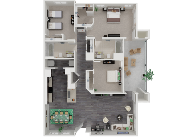 Three Bedroom Two Bath Floorplan Three Bedroom Two Bath Floorplan l Garnet Creek Apartments in Rocklin