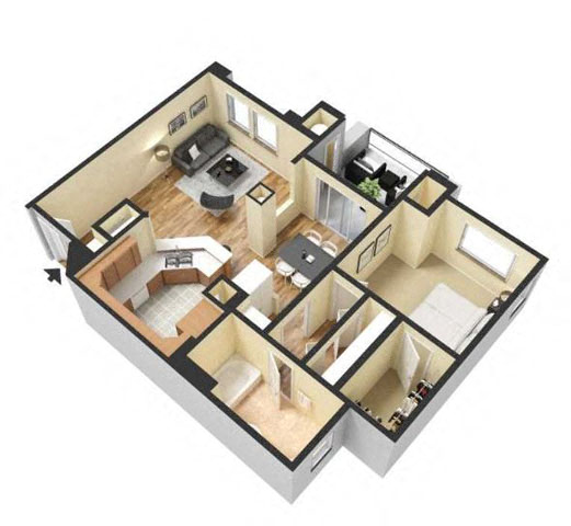 One Bedroom Floor Plan l Lesarra Apartment in El Dorado Hills Ca