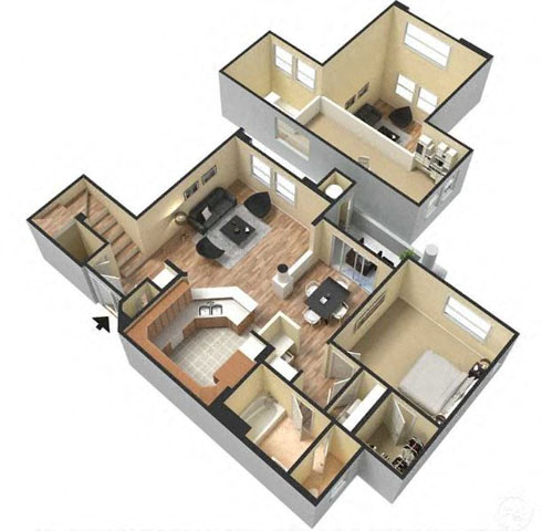 One Bedroom Floor Plan l Lesarra Apartment in El Dorado Hills Ca