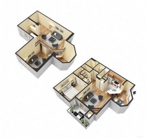 One Bedroom Floor Plan l Lesarra Apartment in El Dorado Hills Ca