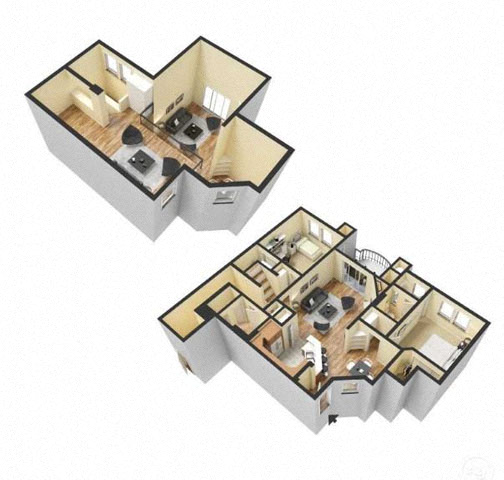 Two Bedroom Floor Plan  l Lesarra Apartment in El Dorado Hills Ca