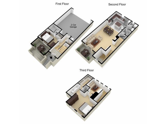 2 bed Townhome Piazza D Oro Townhomes The Florence floor plan two bed Piazza D Oro Townhomes Oceanside ca