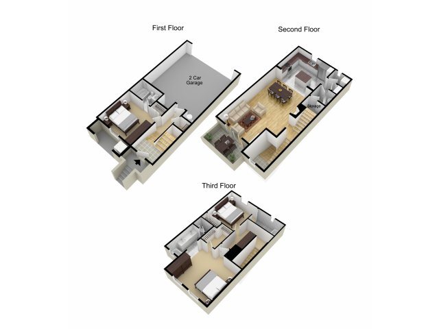 Piazza D Oro Three Bedroom Townhomes Piazza D Oro Three Bedroom floor plan Townhomes for rent in Oceanside, CA