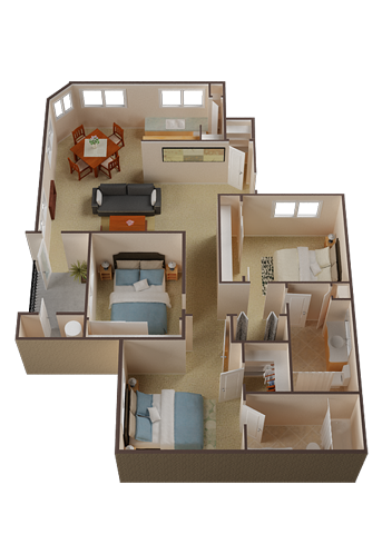 Three bedroom Apartments For Rent in Roseville l Pinnacle at Galleria