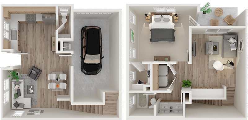 One Bedroom, One and a Half Bathrooms Floor Plan | The Reserve Rohnert Park in Rohnert Park, CA 94928