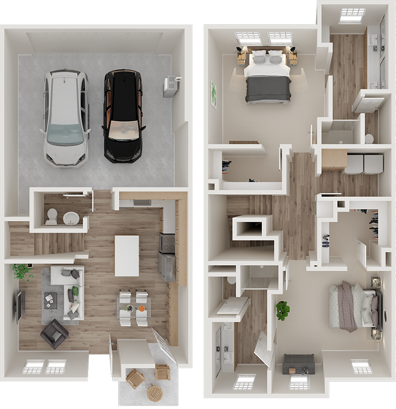 Two Bedrooms, Two and a Half Bathrooms Floor Plan | The Reserve at Rohnert Park in Rohnert Park, CA 94928
