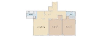 Two Bedroom One Bath Floor Plan at 4115 Wisconsin, Washington, DC