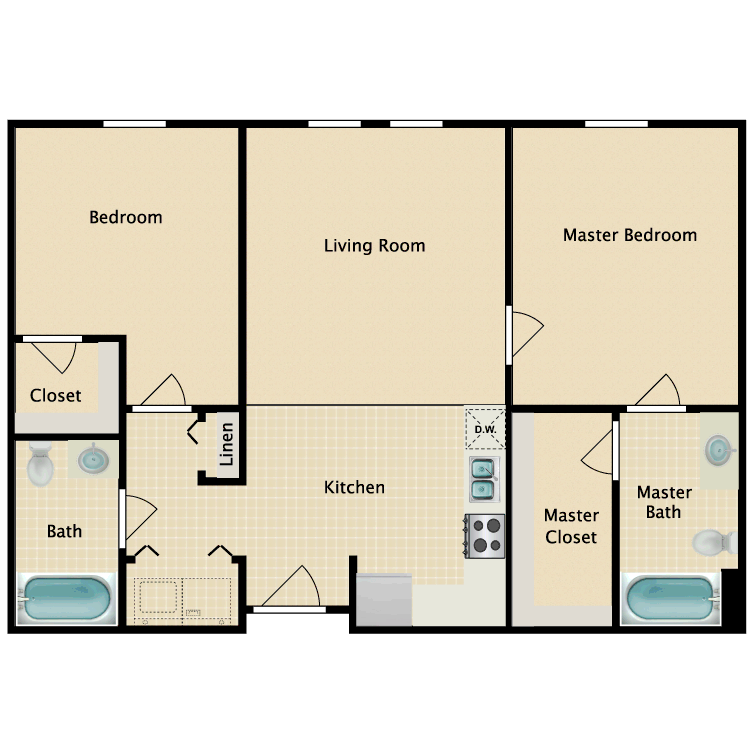 2 Bed 2 Bath A